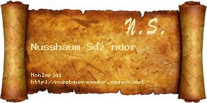 Nussbaum Sándor névjegykártya
